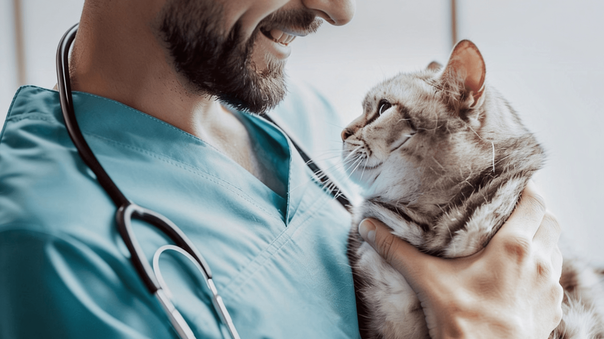 Tierarzt mit Katze auf dem Arm